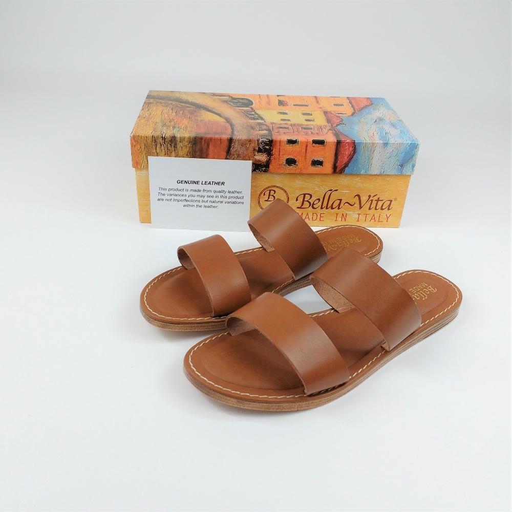 Bella Vita Imo Brown Whiskey Slide Sandal Italy 8W